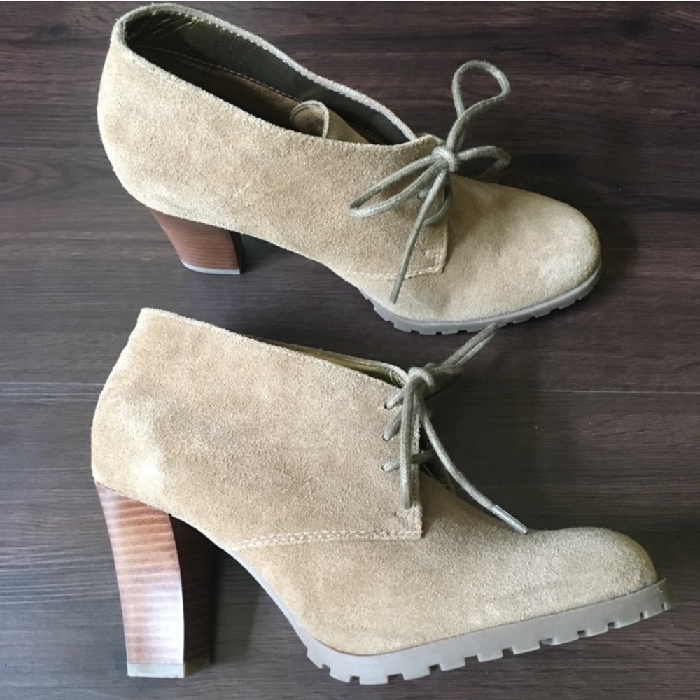 Tan Suede Lace Up Ankle Booties
